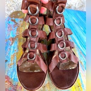 Lovely Leather Gladiator Wedge Sandals Made in Italy or Spain?
